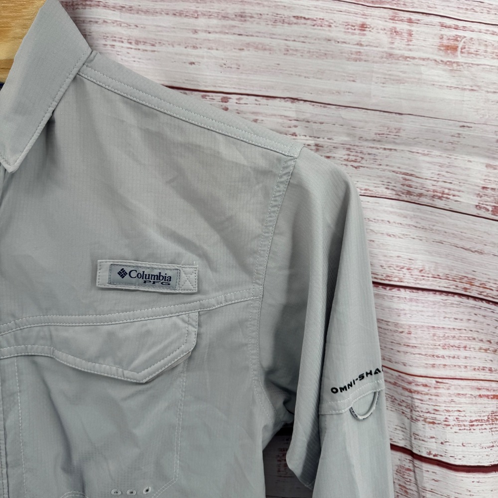 Columbia PFG Shirt Mens Small NC State Wolfpack Fishing Vented Grey UPF 40 - Picture 3 of 13